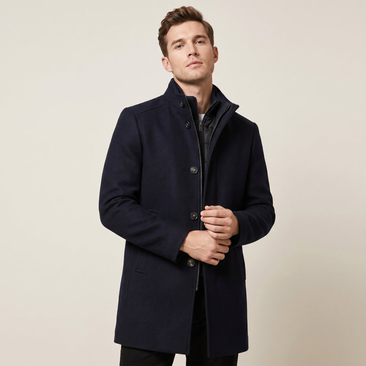 Men's Wool Overcoat Button Up