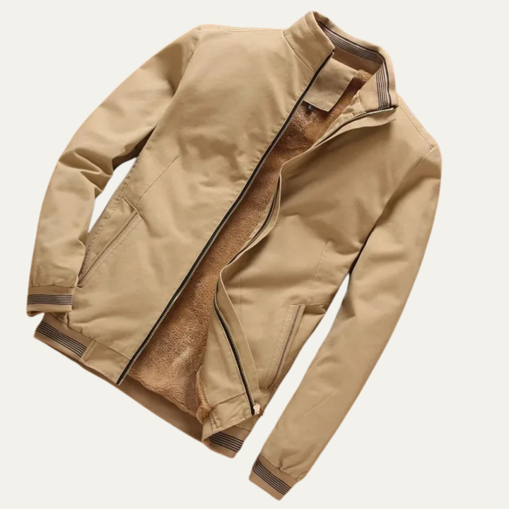 Men's Sherpa Fleece Lined Bomber Jacket Cream