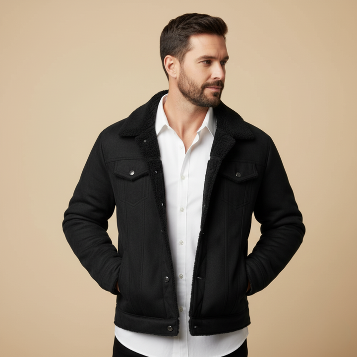 The Wrexham Men’s Shearling Vintage Faux Leather Jacket