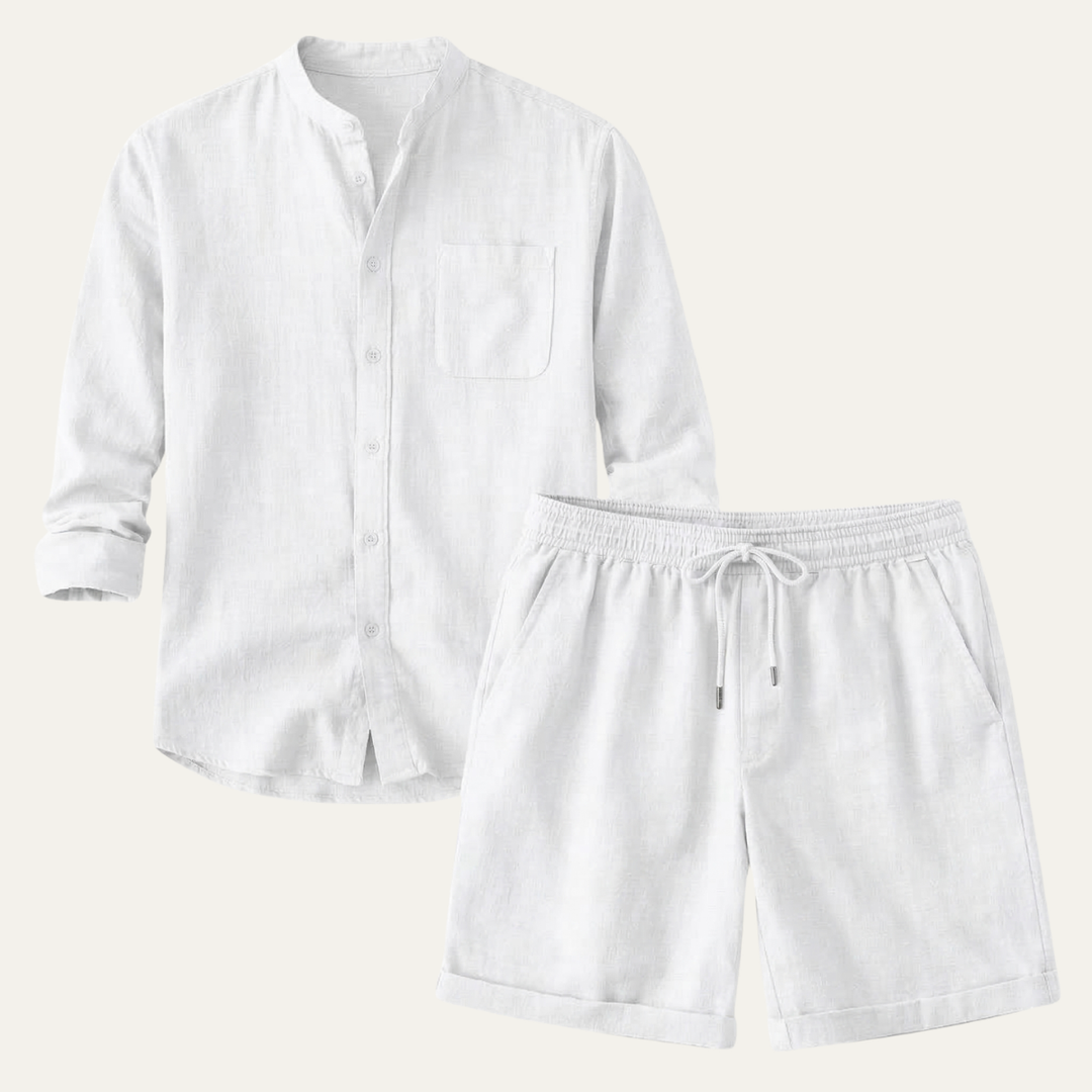 The Glenbrook Park Men’s Cotton Linen Set – Shirt & Shorts