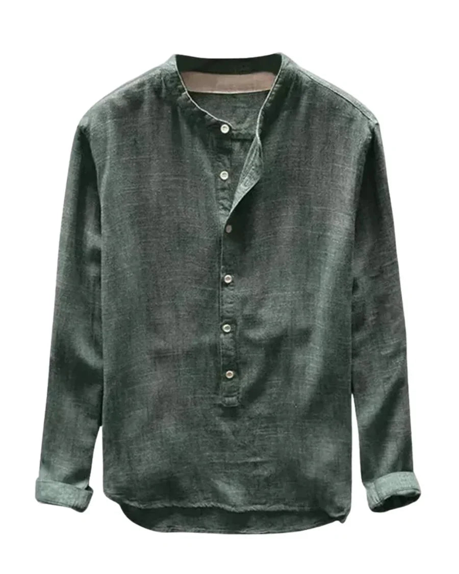 The Brooklyn Men's Vintage Collar Linen Henley Shirt