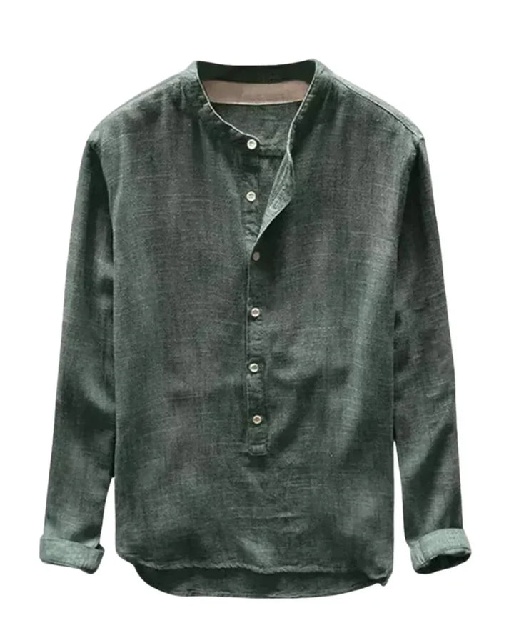 The Brooklyn Men's Vintage Collar Linen Henley Shirt