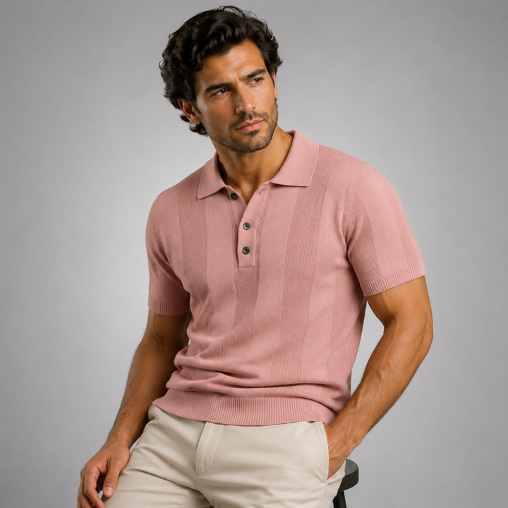 The Barangaroo Men’s Short Sleeve Knitted Polo Shirt Solid Color Breathable Top