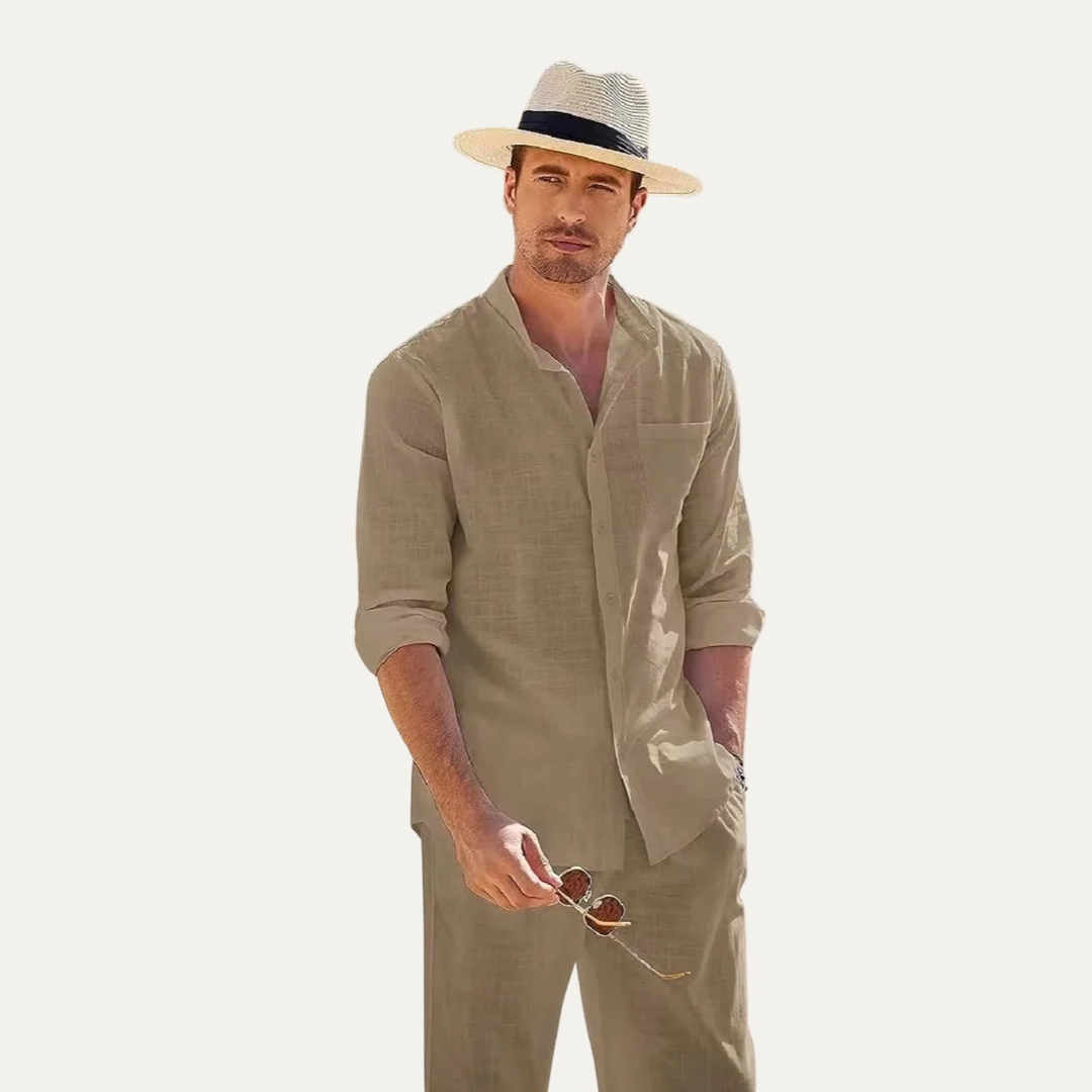 The Monferrato Men’s Linen Shirt and Pants Set – Casual Two Piece Outfit