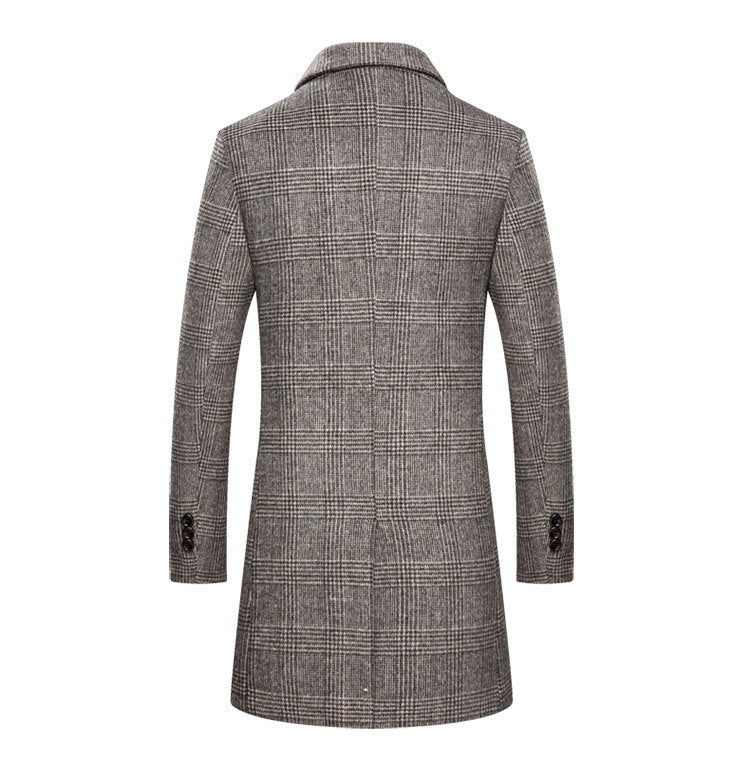 Men's Classic Plaid Wool Coat