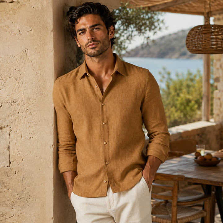 The Rancho Mirage Men’s Classic Breathable Summer Linen Shirt