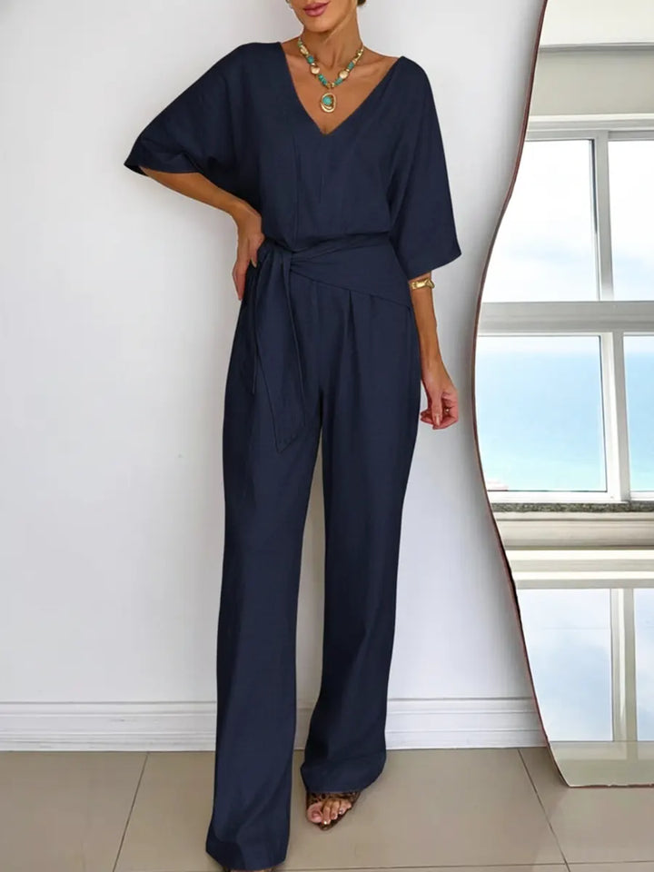 Women's Casual Ankle-Length Pocket Jumpsuit
