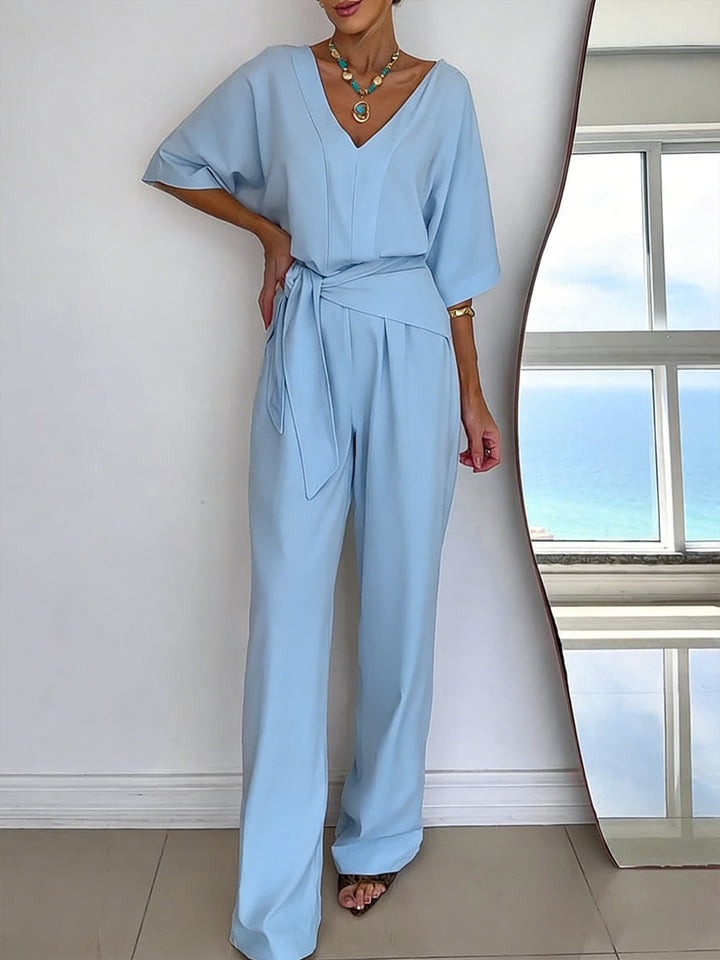 Women's Casual Ankle-Length Pocket Jumpsuit