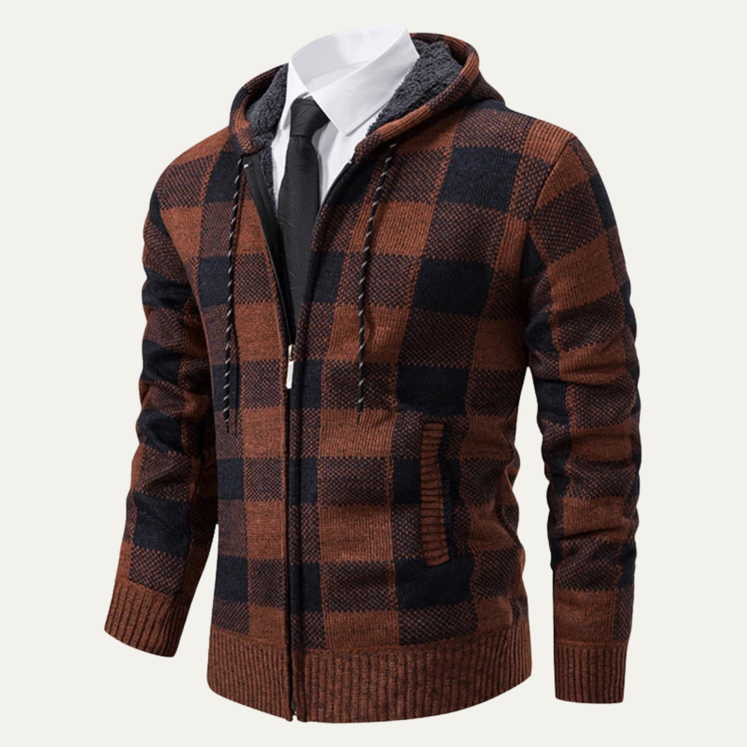 Men's Plaid Zip Up Hoodie