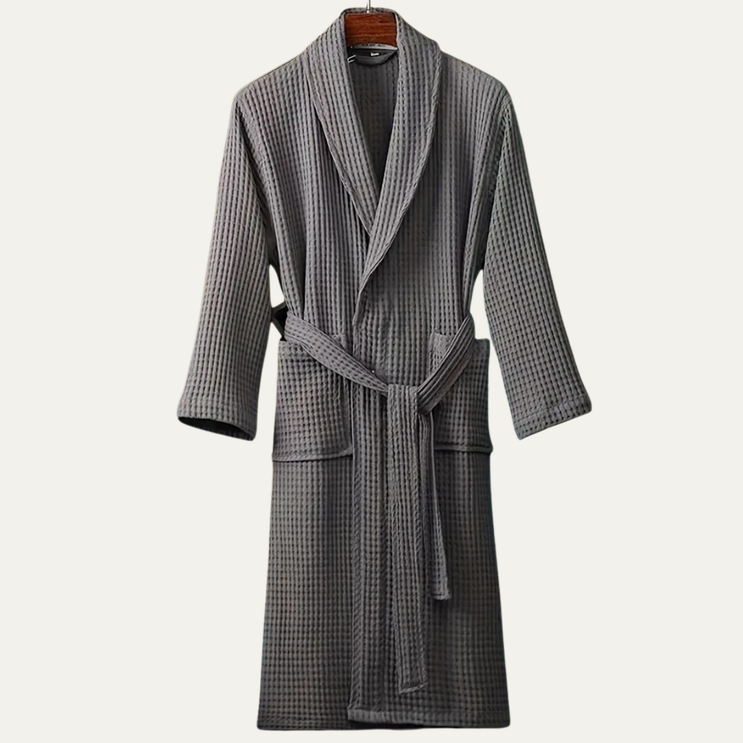 The Eastbourne Men's Cotton Waffle Lightweight Spa Bathrobe with Belt