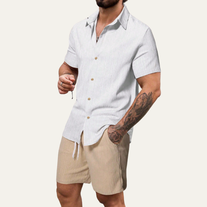 The Oakview Ridge Men’s Trendy Co Ord Set – Button Up Shirt & Drawstring Shorts