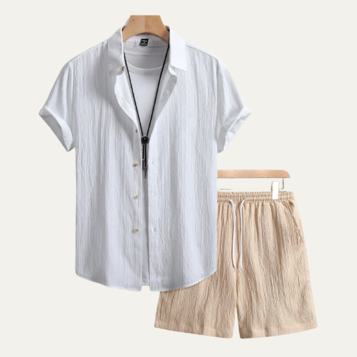The Oakview Ridge Men’s Trendy Co Ord Set – Button Up Shirt & Drawstring Shorts