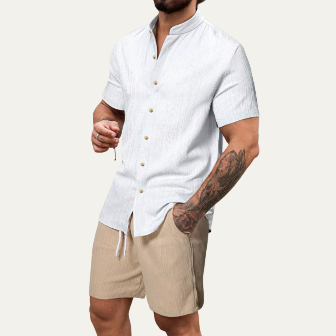 The Oakview Ridge Men’s Trendy Co Ord Set – Button Up Shirt & Drawstring Shorts