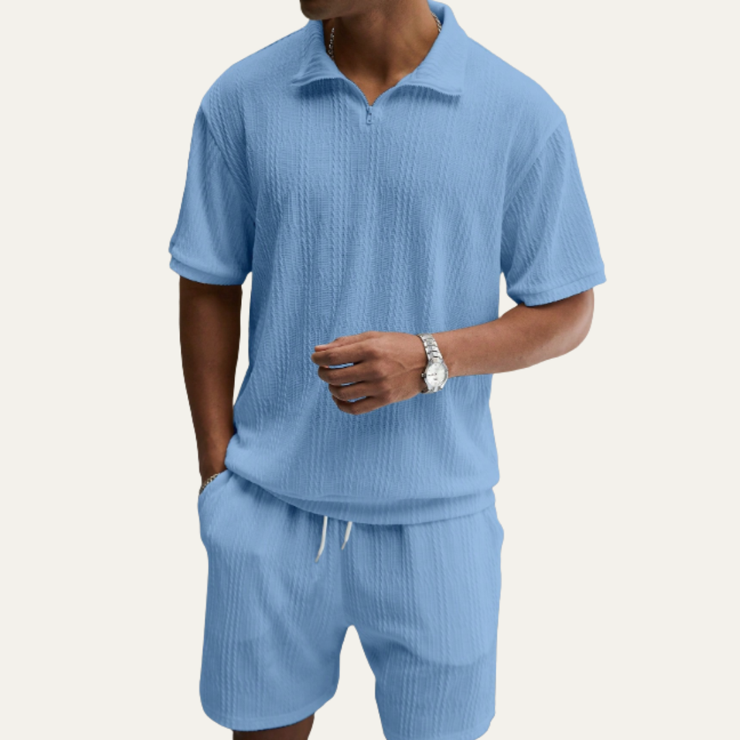 The Fairview Lane Men’s Solid Color Casual Set – Polo Shirt & Shorts