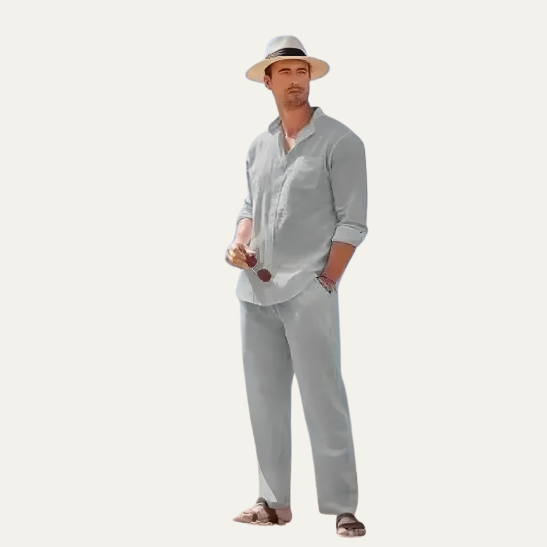 The Monferrato Men’s Linen Shirt and Pants Set – Casual Two Piece Outfit