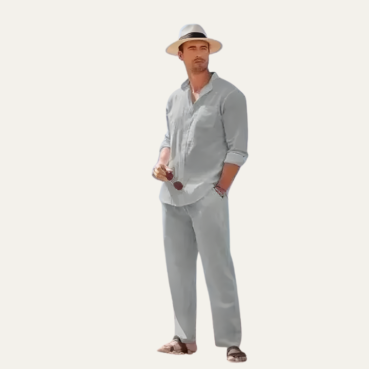The Monferrato Men’s Linen Shirt and Pants Set – Casual Two Piece Outfit