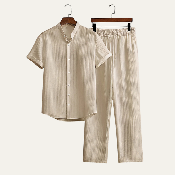 The Oakdale Men’s Casual Trendy Outfit – Short Sleeve Shirt & Pants Set