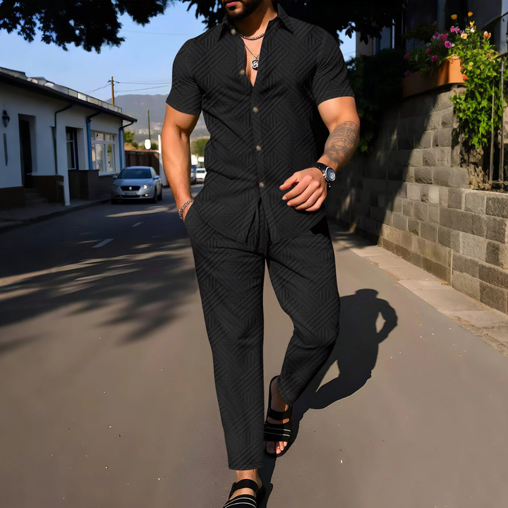 The Rosemont Men’s Shirt & Long Pants Two Piece Casual Set