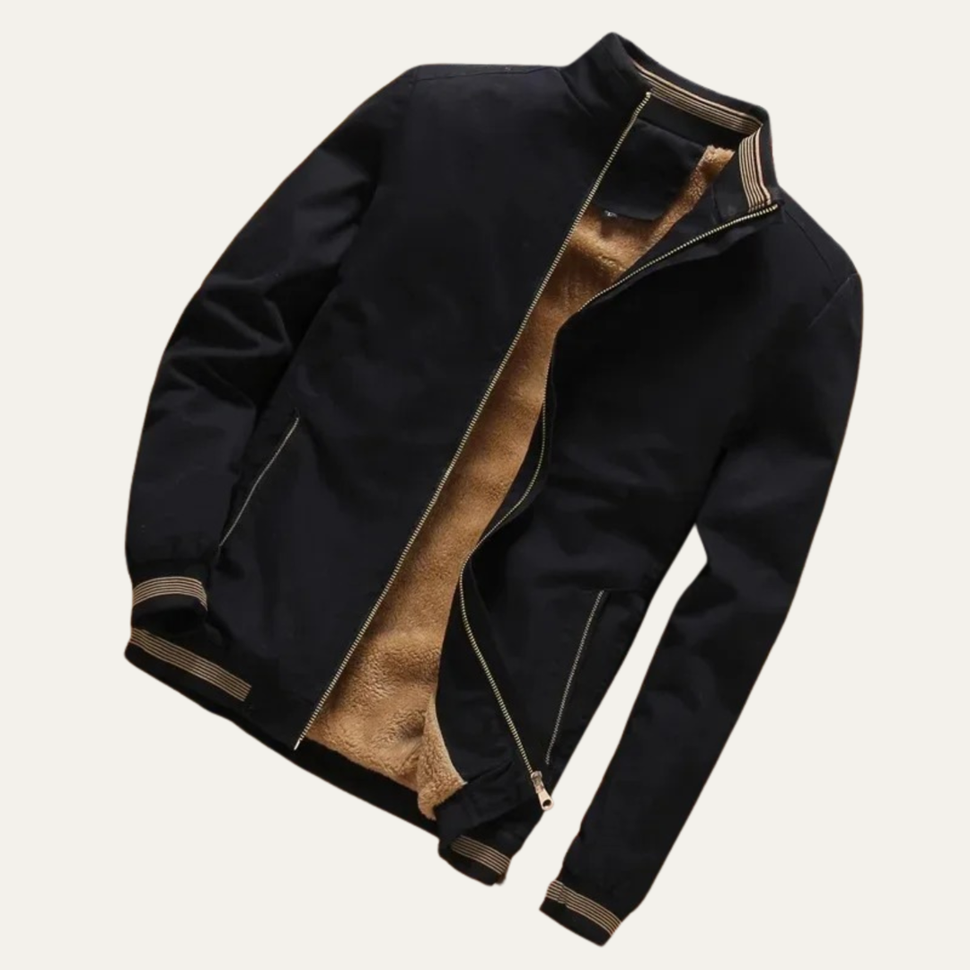 Men's Sherpa Fleece Lined Bomber Jacket Cream