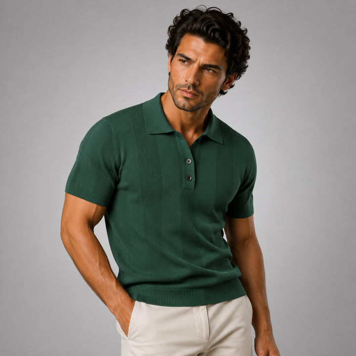 The Barangaroo Men’s Short Sleeve Knitted Polo Shirt Solid Color Breathable Top
