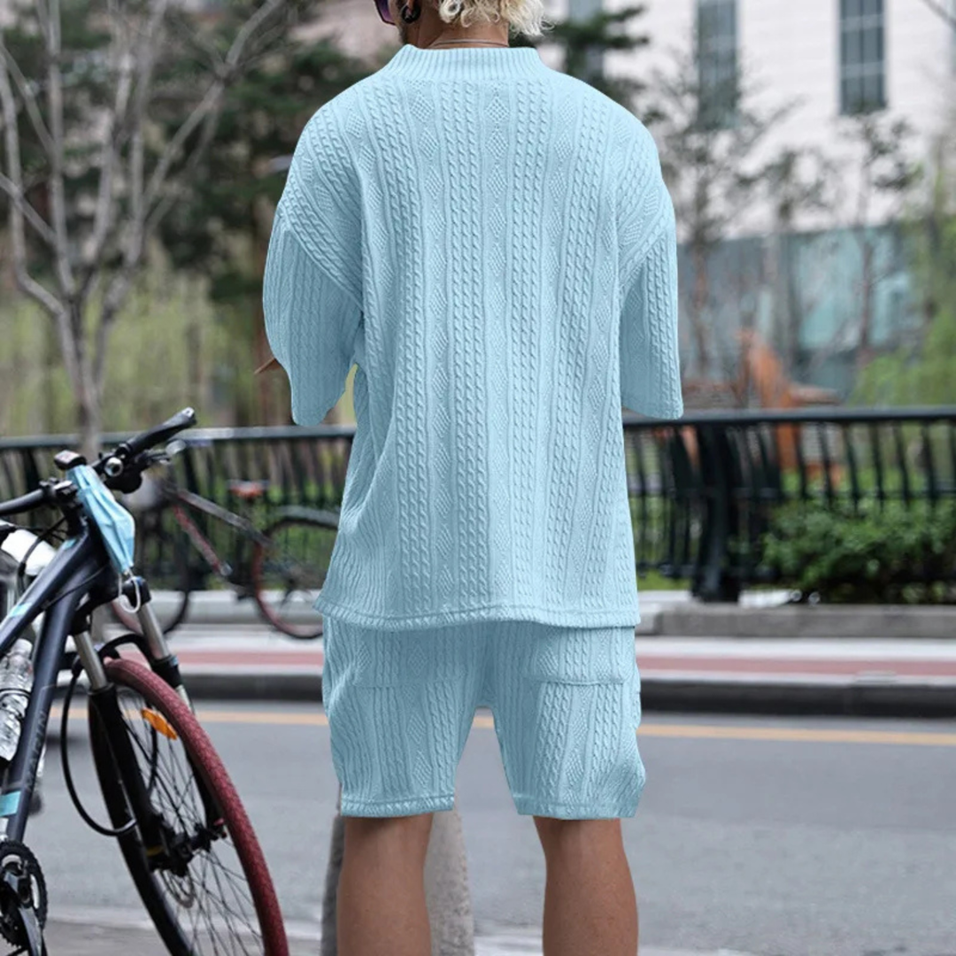 The Redwood Park Men’s Light Summer Knitted Set – Polo Shirt & Short