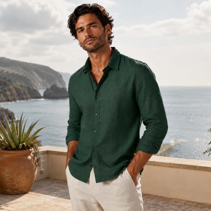 The Rancho Mirage Men’s Classic Breathable Summer Linen Shirt