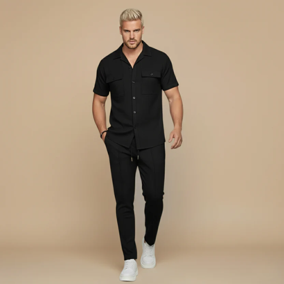 The Savigliano Men's Short Sleeve Shirt and Pants Set