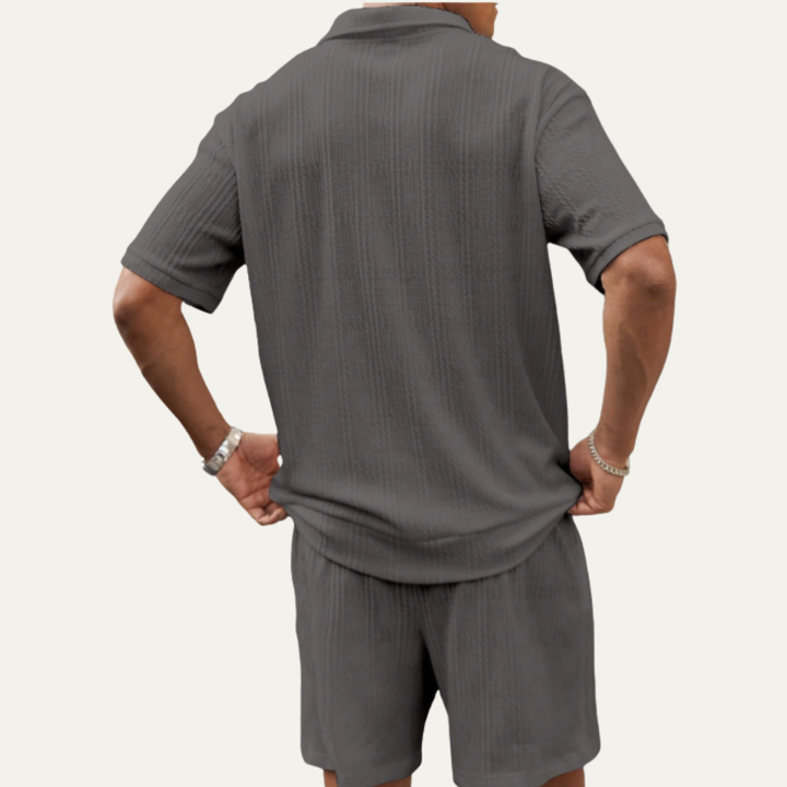 The Fairview Lane Men’s Solid Color Casual Set – Polo Shirt & Shorts