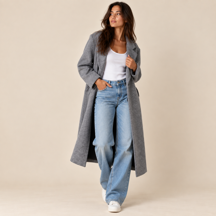 Women's Oversized Wool Blend Coat – Long Single Breasted Winter Overcoat