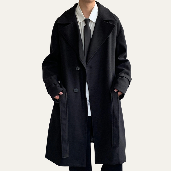 Men's Wool Overcoat Black Long