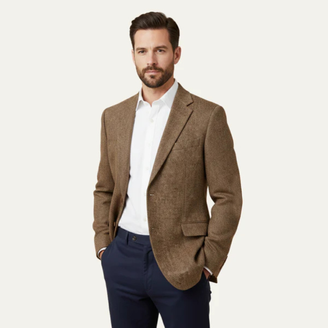 The Verona Men’s Single Breasted Herringbone Tweed Blazer