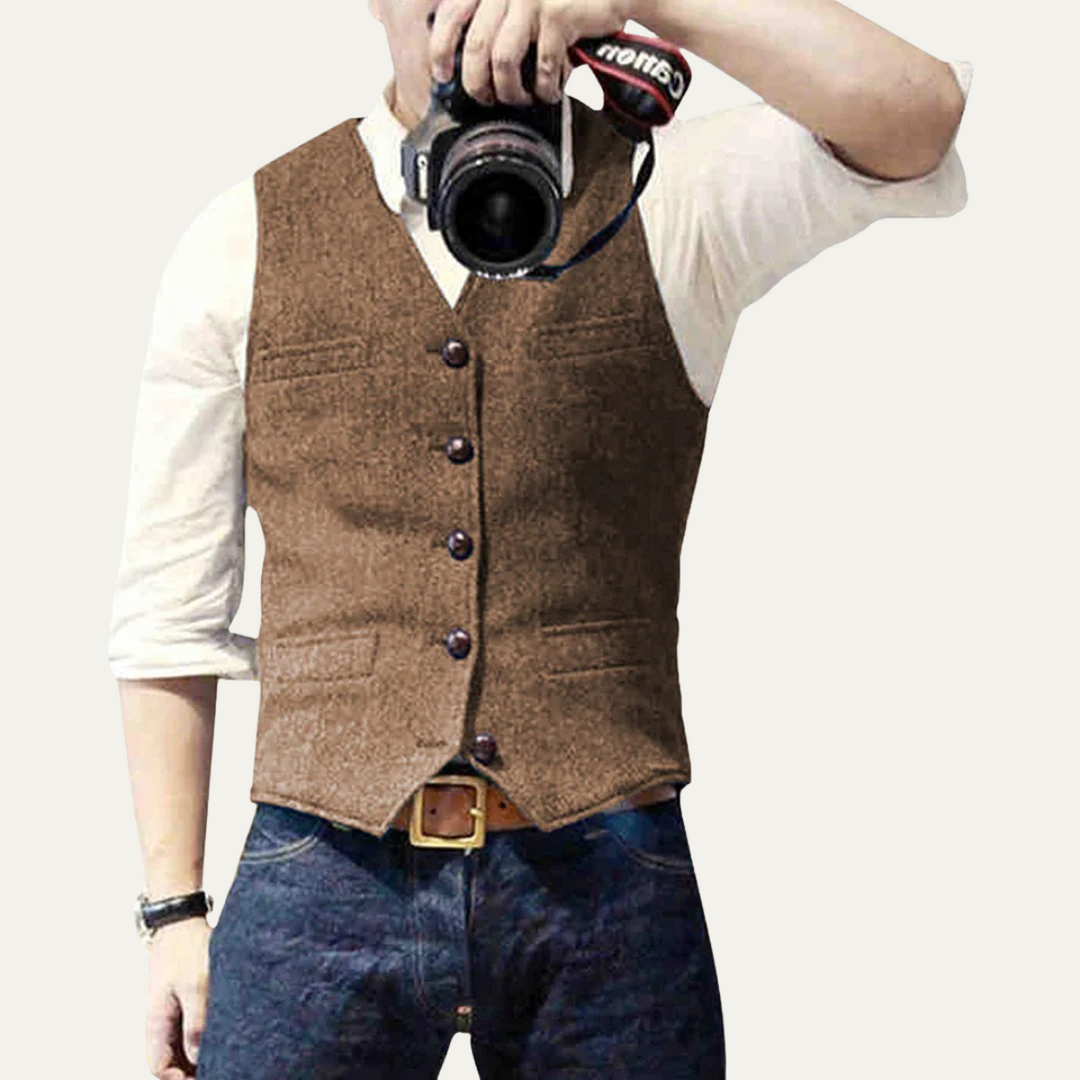 The Harrington Men’s Vintage Button Up Sweater Vest