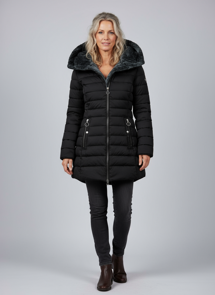 Women's Fur Hooded Puffer Coat – Long Quilted Winter Jacket
