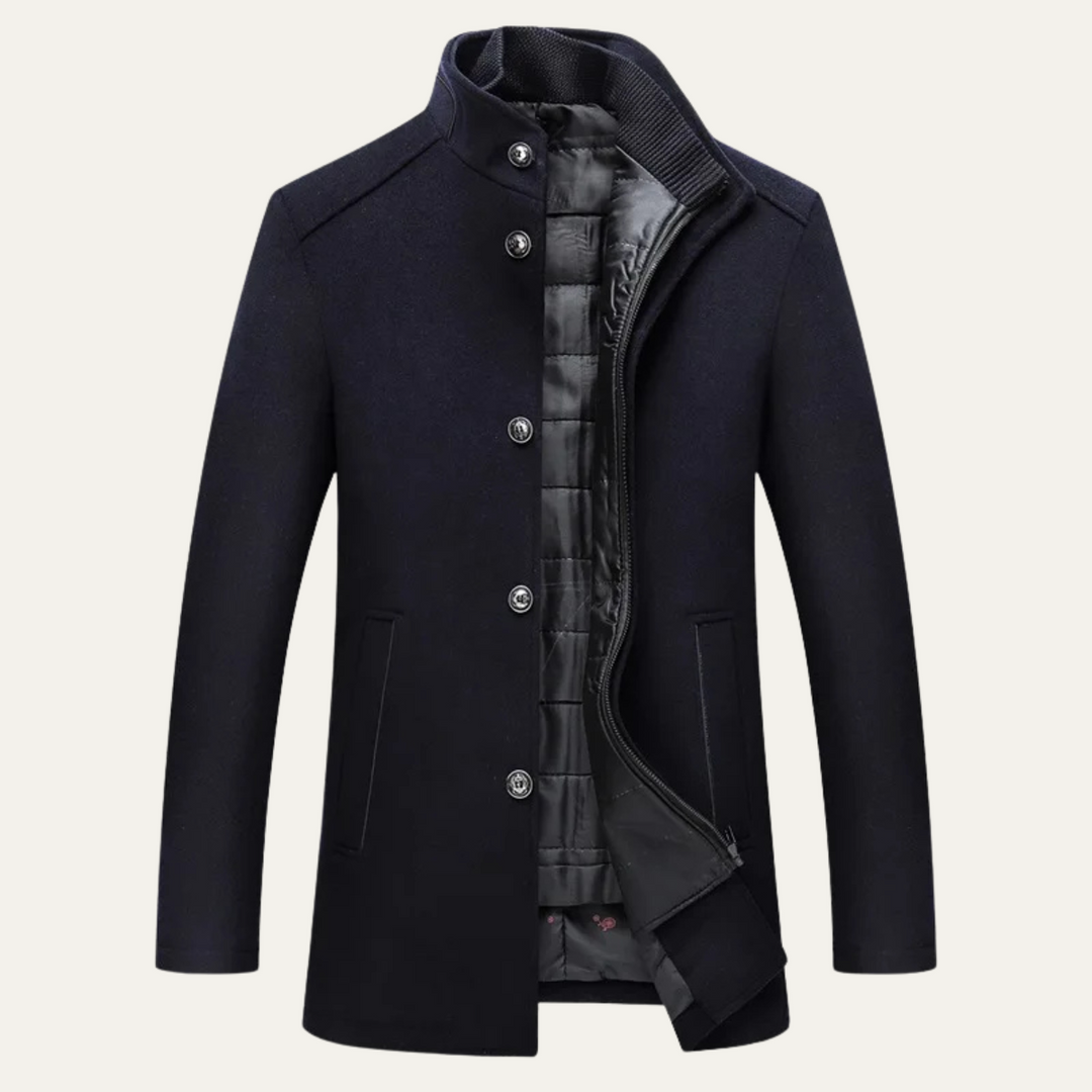 The Aldeburgh Men's Wool Blend Button Up Coat with Warm Lining