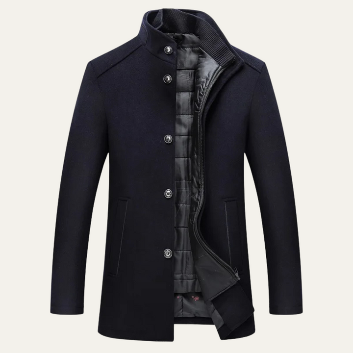 The Aldeburgh Men's Wool Blend Button Up Coat with Warm Lining