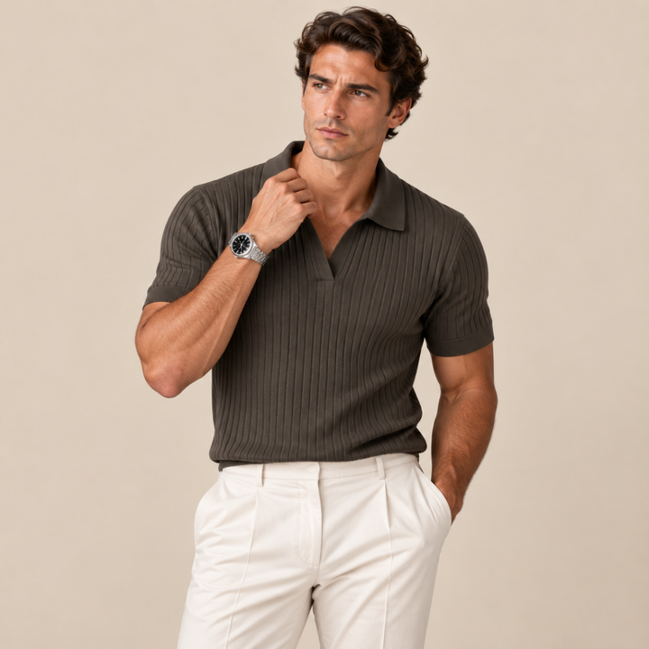 The Ghedi Men's Knit Short Sleeve Polo