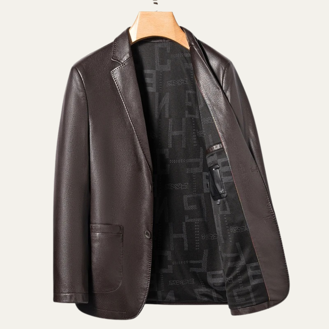 The Brookridge Men’s Slim Fit Leather Blazer Jacket