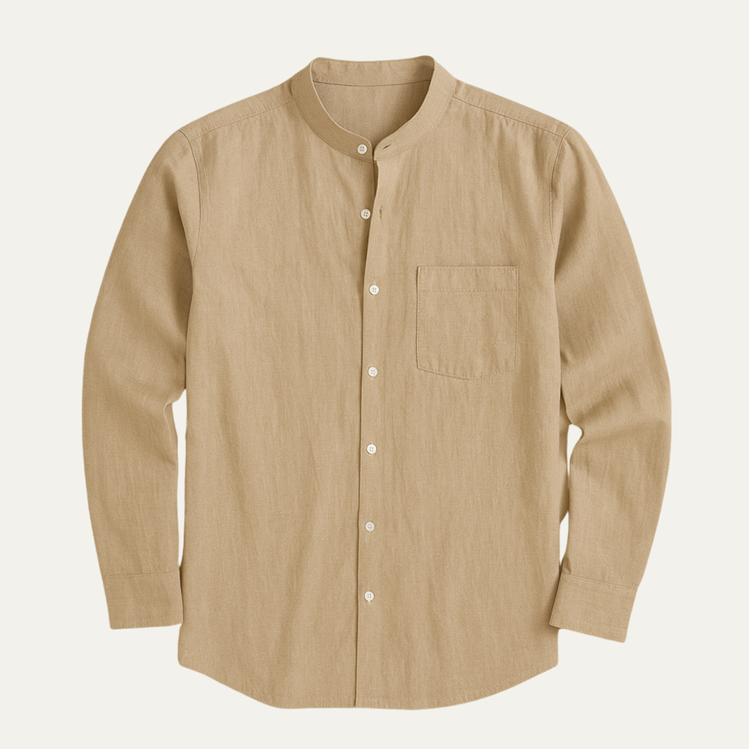 The Manly Men’s Casual Button Up Linen Long Sleeve Shirt with Pocket