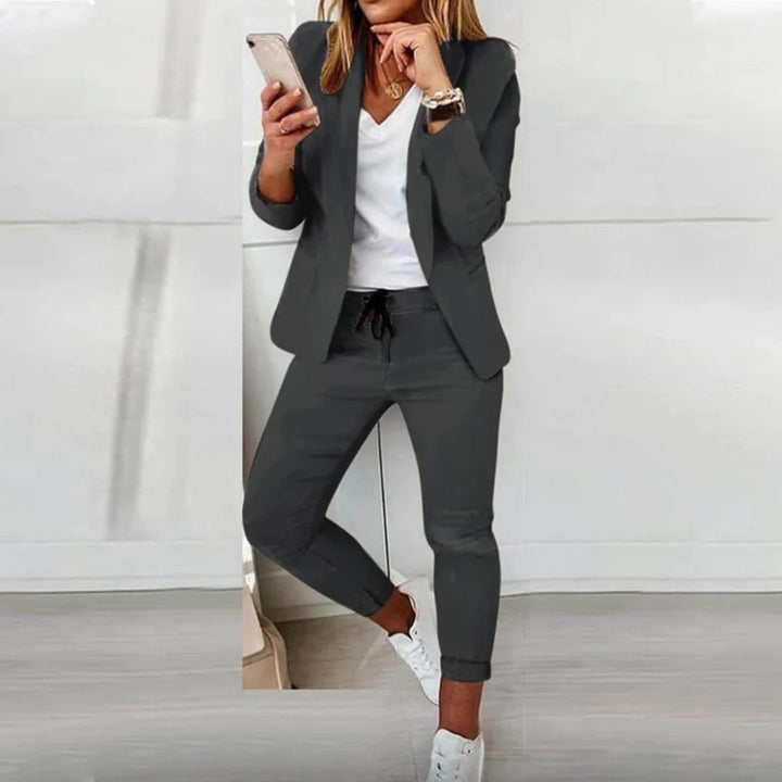 Women's Versatile Blazer and Jogger Pants Set