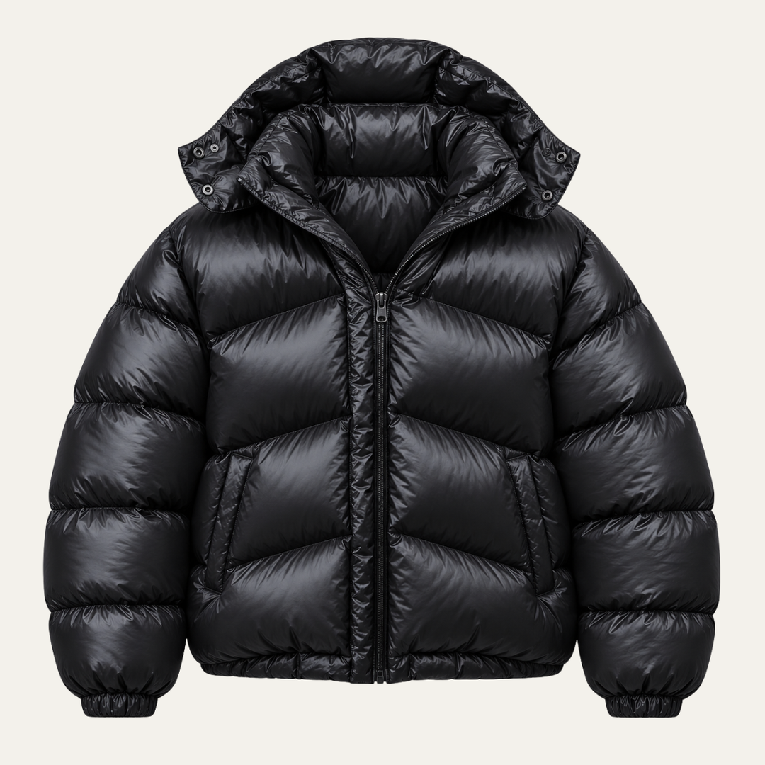 Women's Glossy Cropped Puffer Hooded Jacket