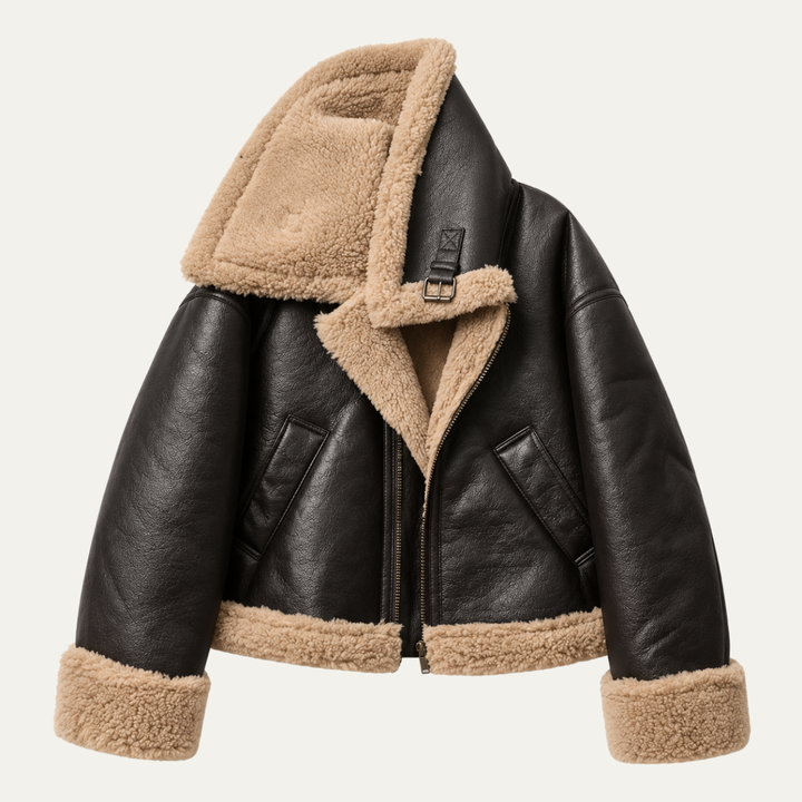 Women's Aviator Jacket with Faux Fur Trim