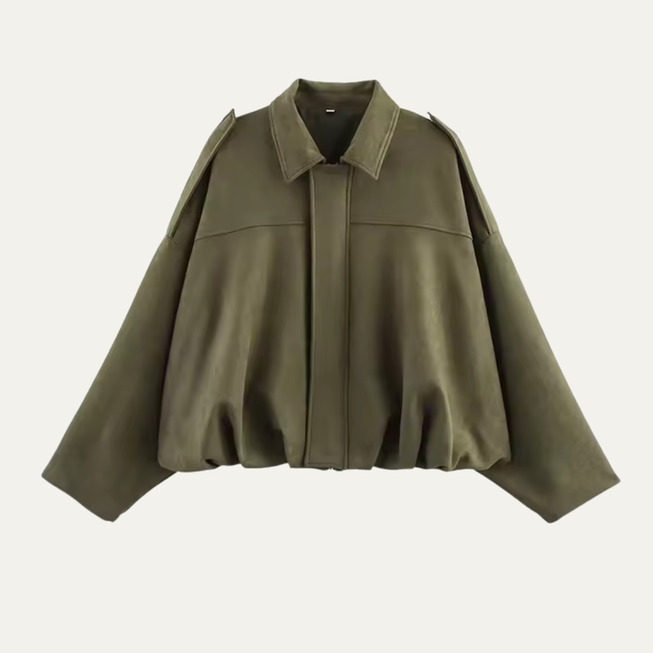 Women's Oversized Turn Down Collar Bomber Jacket