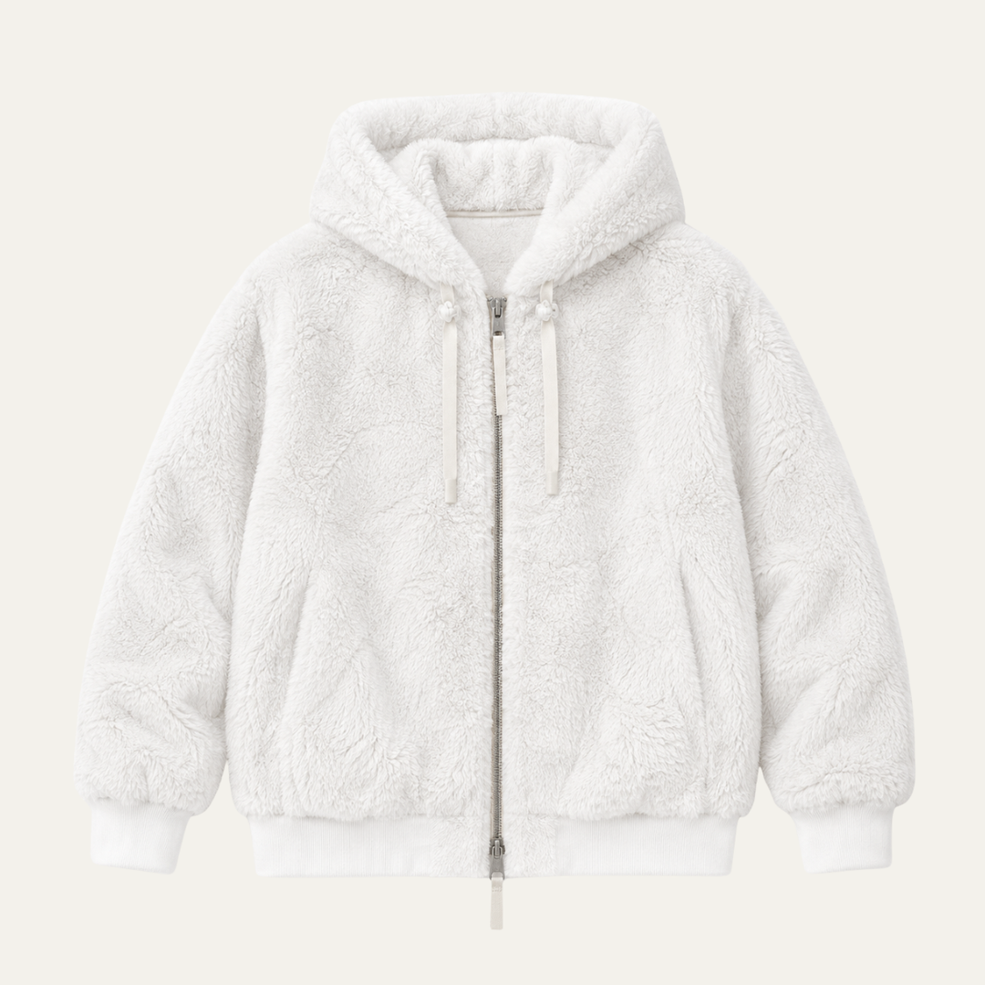 Women's Hooded Fleece Jacket with Faux Fur Trim