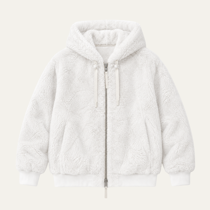 Women's Hooded Fleece Jacket with Faux Fur Trim