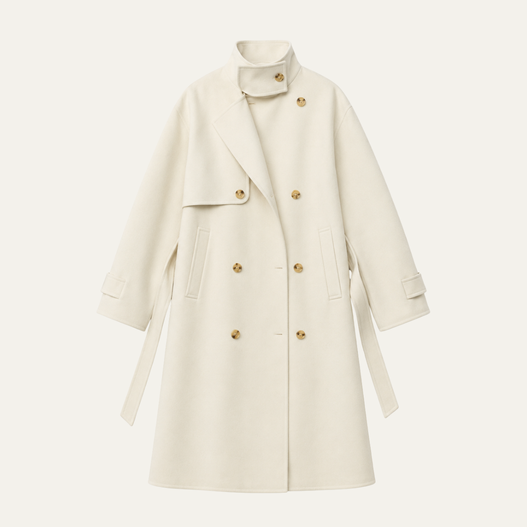 Women's Longline Button Front Wool Blend Coat