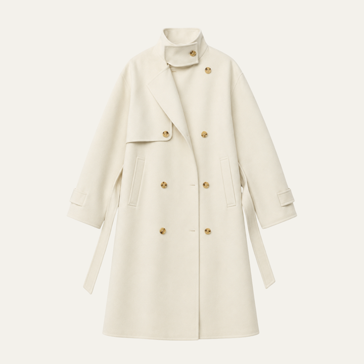 Women's Longline Button Front Wool Blend Coat
