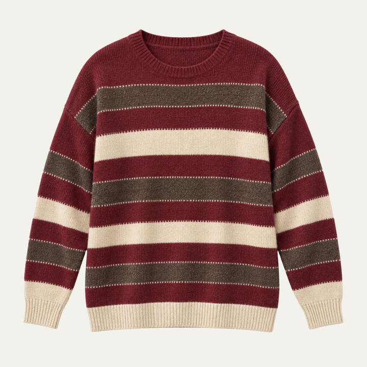 Women's Striped Crewneck Knit Sweater