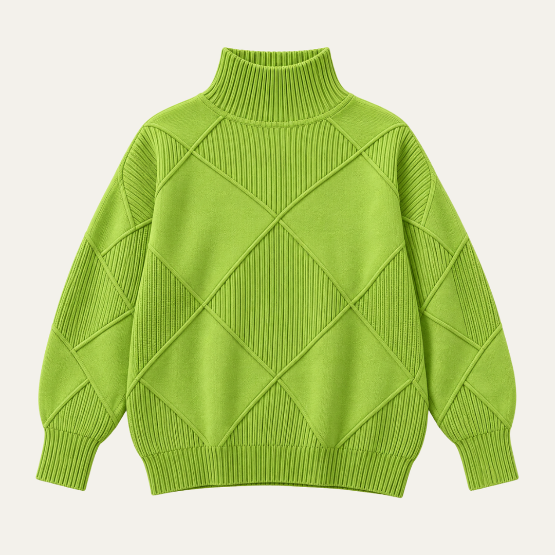 Women's Cable Knit Jumper with High Neck