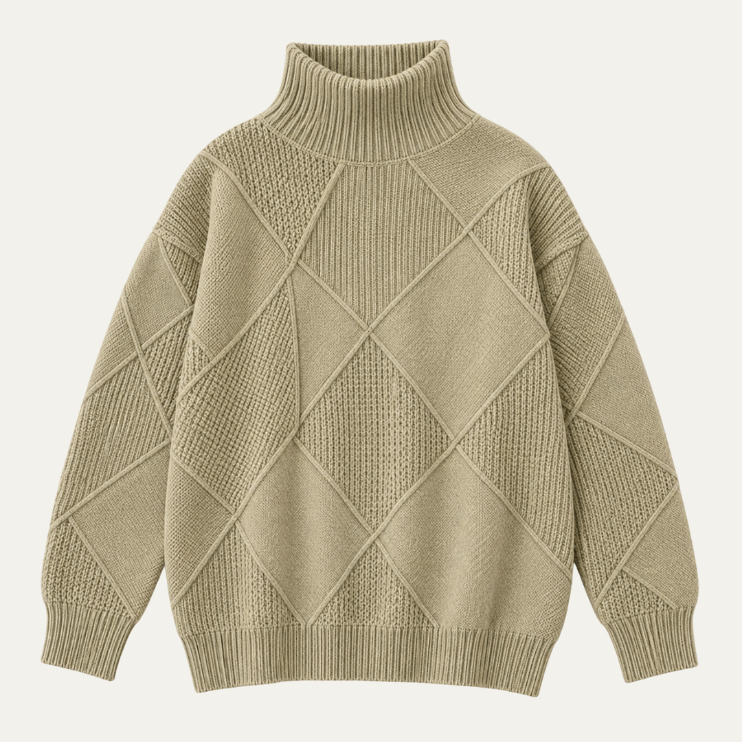 Women's Ribbed Knit Top with High Neckline