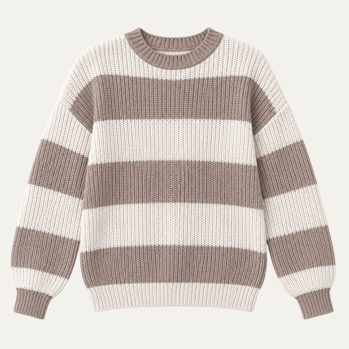 Women's Knit Top with Bold Contrast Stripes